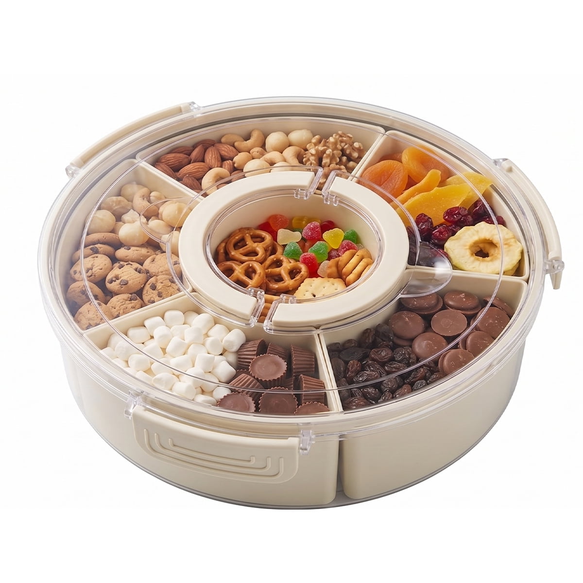Divided Serving Tray with Lid and Handle,Large Snack Container Snackle Box Food Platter for Charcuterie Veggie Fruit