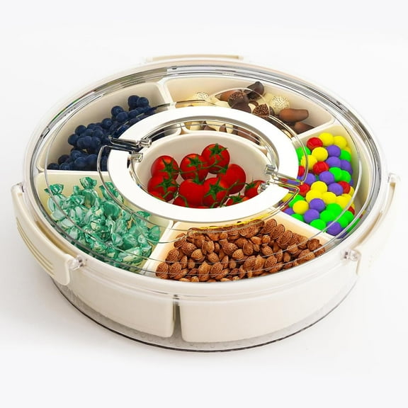 Divided Serving Tray with Lid and Handle Snack Box for Fridge Snackle Box Container Snack Spinner for Adults Serving Platter Fruit Tray