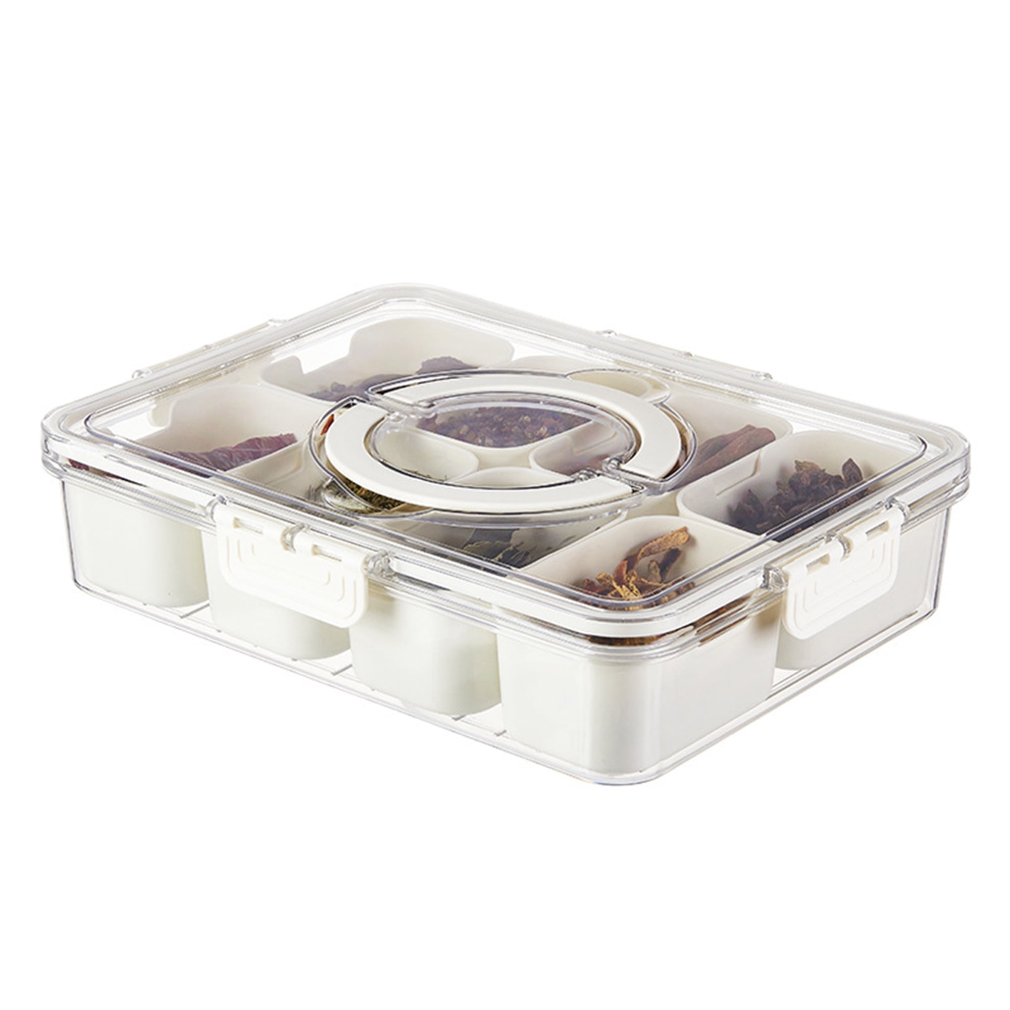 Divided Snack Container 8 Compartment Box Serving Tray with Lid Handle
