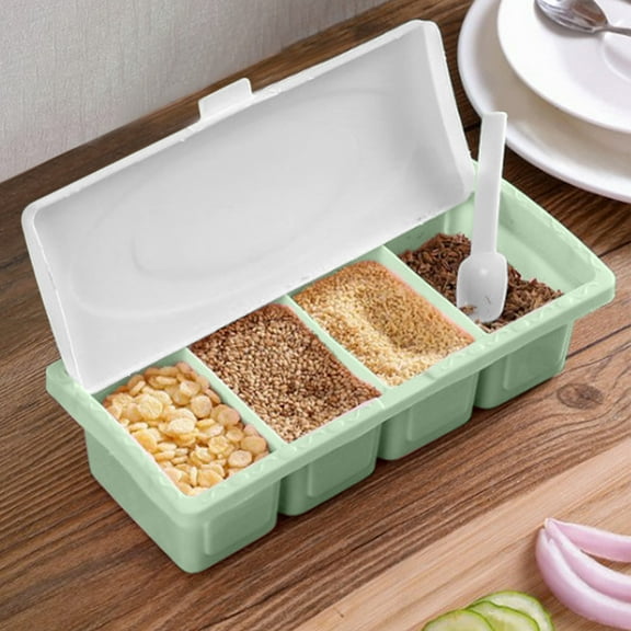 Divided Snack Container with Lid and Handle, Food Grade Plastic Compartment Box for On-the-Go, Portable Storage for Snacks and Picnics(Green)