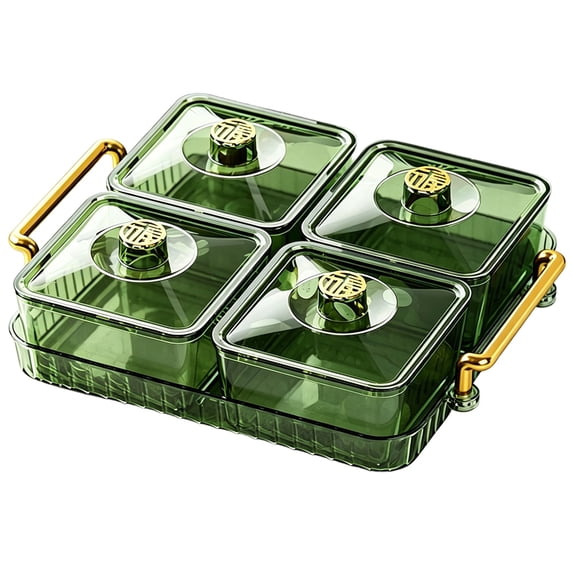 Divided Snack Tray With Lid And Removable Bowls For Chips Dips Cookies Party Serving Platter