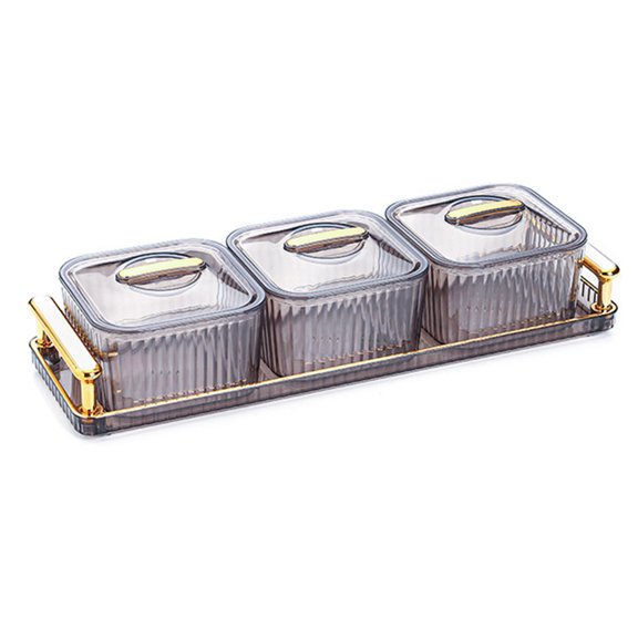 Divided Snacks Case Tray with Lids - Transparent, Smooth Edge, No Odor, Cookies Storage, High-end Living Room Fruit Box Plate, Household Stuff