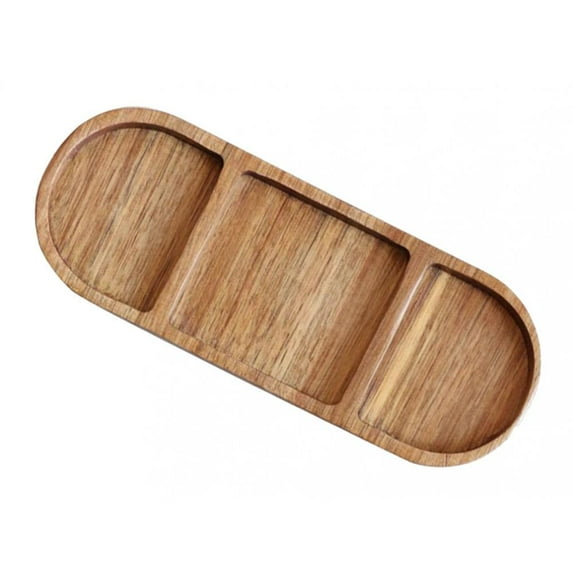 Divided Snacks Serving Tray Wooden Dish Plate Tray For Home Room
