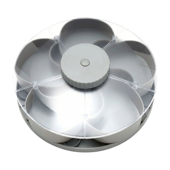 Divided Spin and Snack Containers, Portable Rotating Snack Tray Snack Box, Multi-Compartment Snack Containers with Rotating Cover for Kitchen Party Travel Picnic Gray