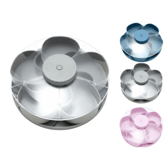 Divided Spin and Snack Serving Tray, Portable Travel Snackle Box Rotating Snack Tray, Multi-Compartment Snack Containers with Rotating Cover for Kitchen Party Picnic Gray