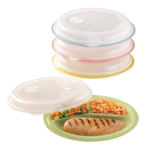 Divided Plates And Food Storage Containers - Set Of 4