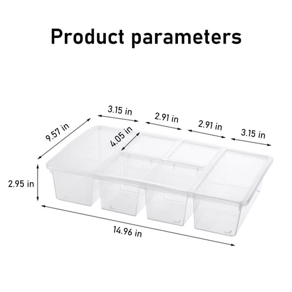 Divided Veggie Tray with Lid, Salad Bar Containers for Fridge Organizer, 5 Compartment Snackle Box Container, Clear Plastic Food Storage & Seving for Fruit, Vegetable, Snack, Meal Prep