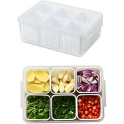 Walmart Food Storage Containers with Lids Airtight, Fridge Fresh-Keeping Container with 6 detachable small boxes, Portable Divided Fruit Storage Container Onion Ginger Garlic Cherry Storage