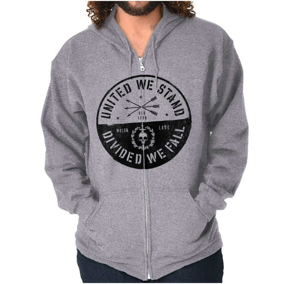 Divided We Fall Defend Freedom Skull Unisex Fleece Graphic Zip Up Hoodie Brisco Brands 5X