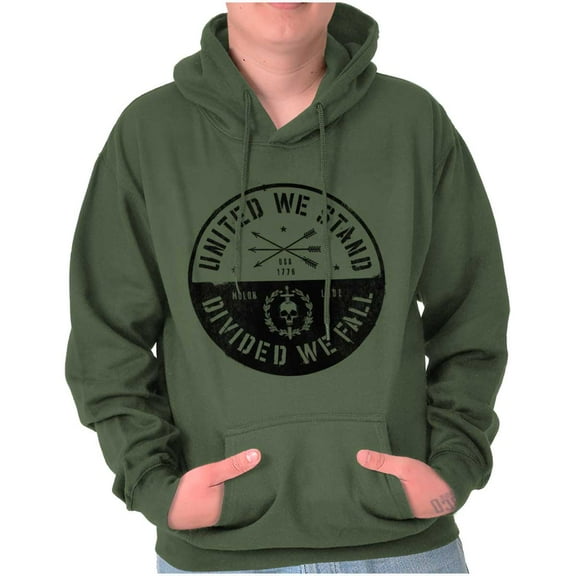 Divided We Fall Defend Freedom Skull Unisex Plus Fleece Graphic Hoodie Brisco Brands 3X