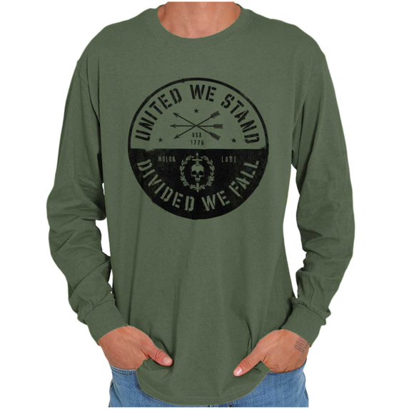 Divided We Fall Defend Freedom Skull Plus Size Long Sleeve Graphic Tee Shirt Brisco Brands 3X
