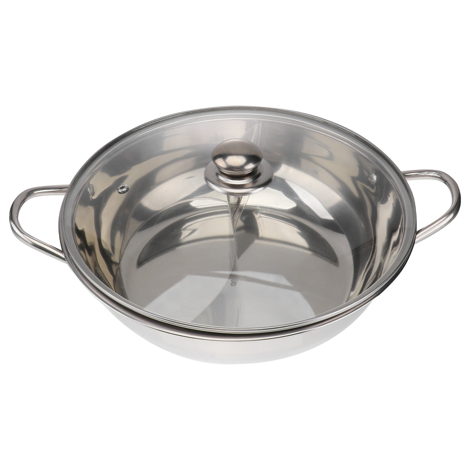 Divider Hot Pot Shabu Pot: Stainless Steel Divided Pot with Lid 28cm for Induction Cooktop Gas Stove Dual Sided Soup Cookware for Home Party Family Gathering