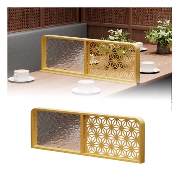 Divider Screen Panels,Metal Frame Decorative Partition,Translucent Tabletop Partitions Privacy Screen for Office Hotel Countertop
