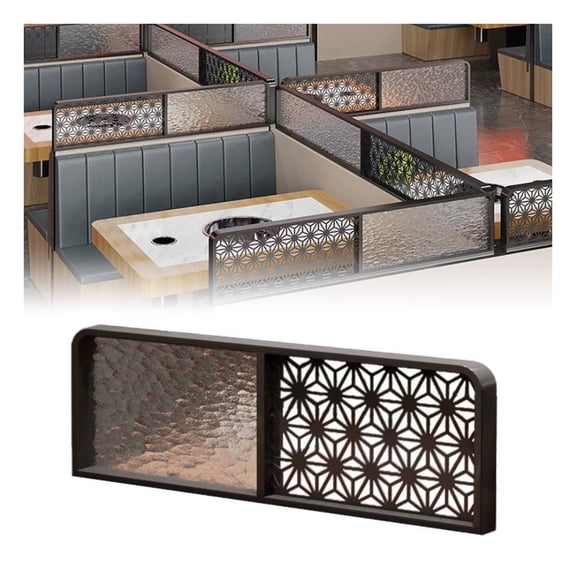 Divider Screen Panels,Metal Frame Decorative Partition,Translucent Tabletop Partitions Privacy Screen for Office Hotel Countertop