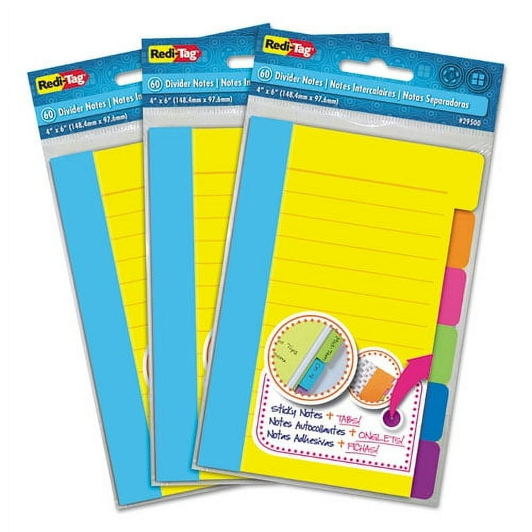 Index Sticky Notes, 6-Tab Sets, Note Ruled, 4 Index Sticky Notes, 6-Tab Sets, Note Ruled, 4