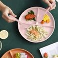 thumbnail image 1 of Dividing Tableware Set, 3-Compartment Dessert Breakfast Plate with Spoon, Fork, and Chopsticks, Space-Saving and Microwave Safe Meal Set, 1 of 5