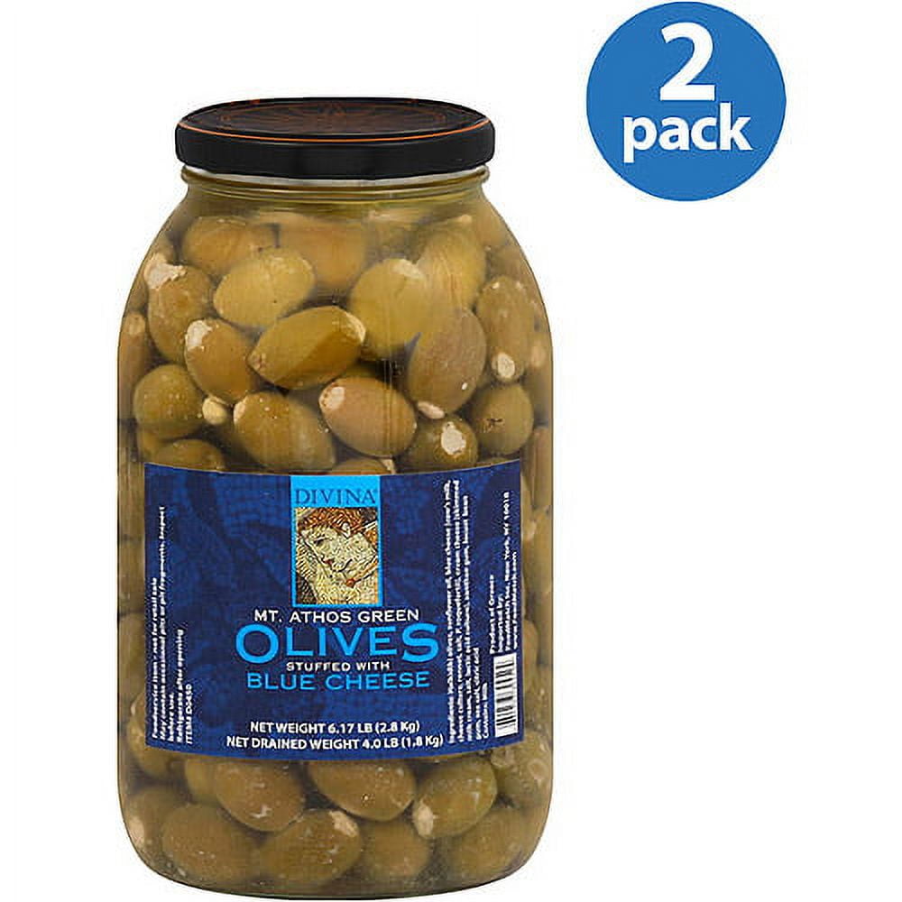 Divina Mt. Athos Green Olives Stuffed with Blue Cheese, 6.17 lb (Pack