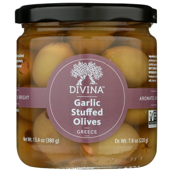 Divina, Olives, Stuffed With Garlic, 13.4 Oz.