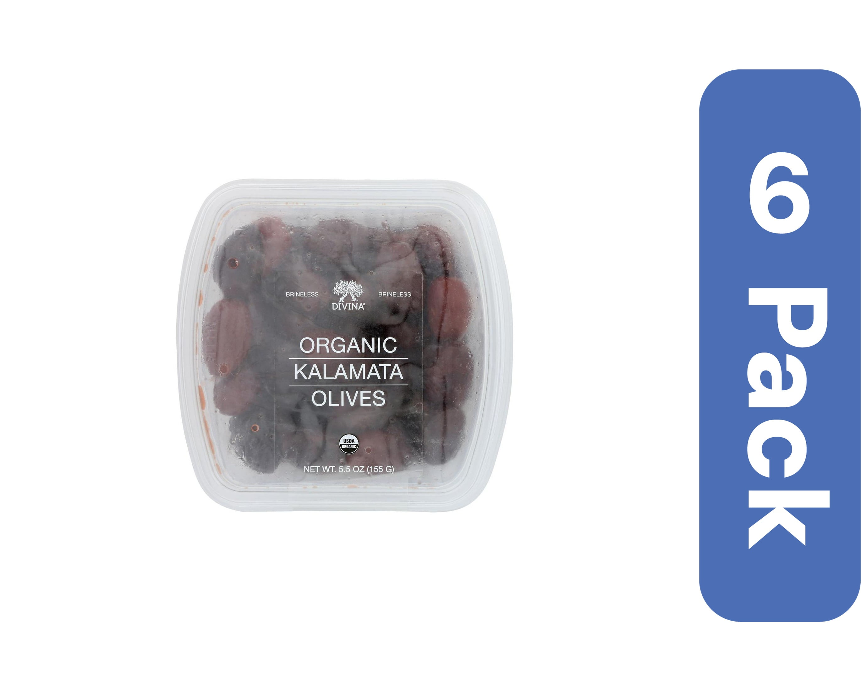 Divina Organic Kalamata Olives 5.5 oz (Pack Of 6)