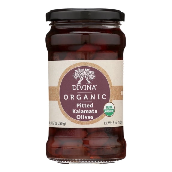 Divina Organic Kalamata Pitted Olives 10.2 oz Pack of 3