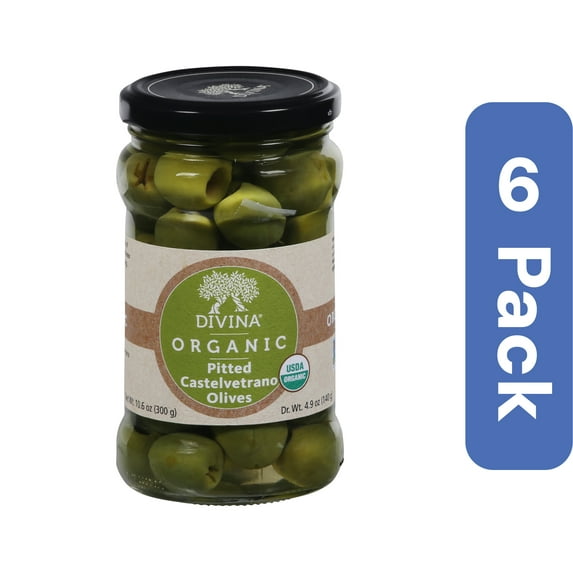 Divina Organic Pitted Castelvetrano Olives 4.9 oz (Pack Of 6)