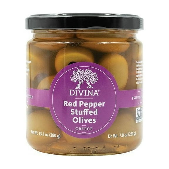 Divina Red Pepper Stuffed Olives 13.4 oz Pack of 3