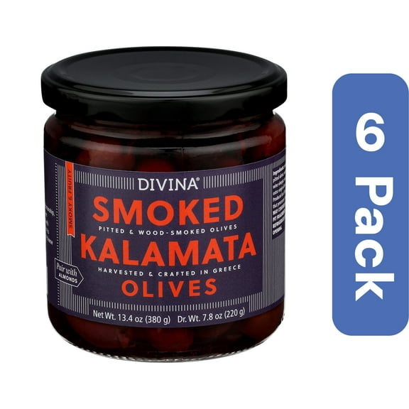 Divina Smoked Kalamata Olives 7.8 oz (Pack Of 6)