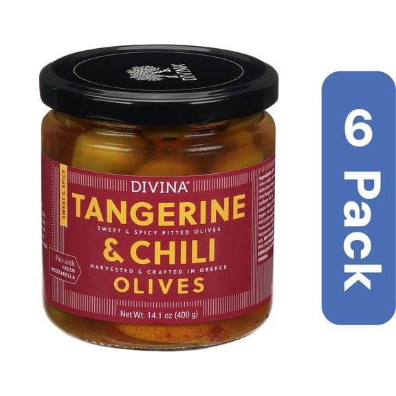 Divina Tangerine and Chili Olives 14.1 oz (Pack of 6)