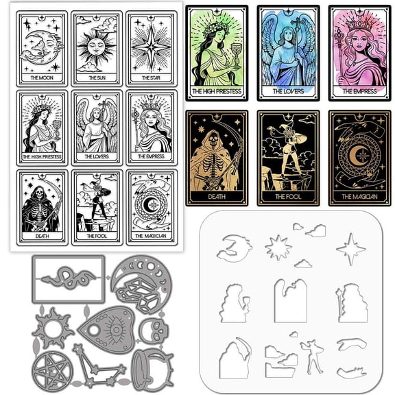Divination Cards Silicone Clear Stamp Magic Metal Cutting Die Cuts Paint Craft Stencils Template