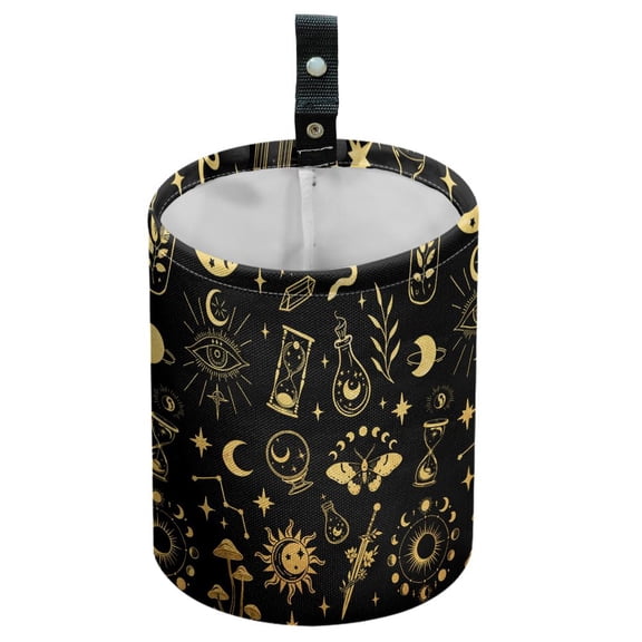 Divination Magic Car Trash Can Waterproof Garbage Can Car Seat Back Hanging Trash Bag Portable Camping Garbage Bin Storage Bag Collapsible Trash Container