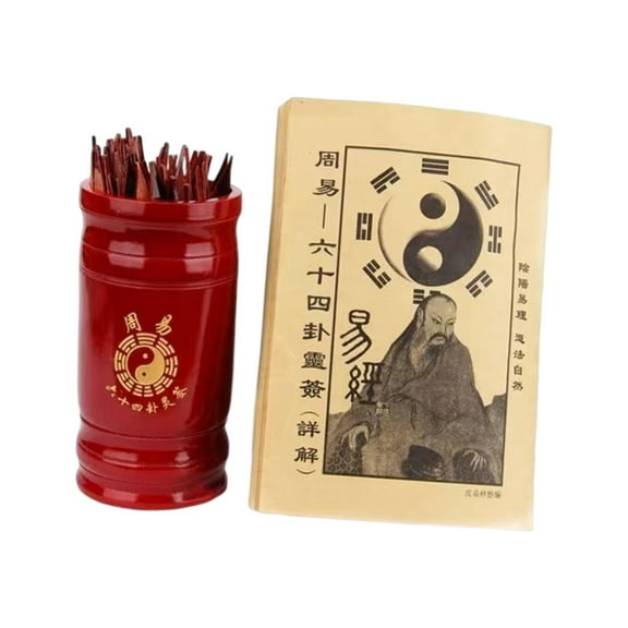 Divination Prop I Ching Fortune Telling Game Book Portable Wooden Cylinder Set for Family Party Gathering