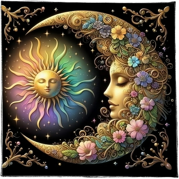 Divinations Tablecloth Flower Moon Sun Astrology Tarots Card Tablecloth Altars Cloth Divinations Board Game Accessory
