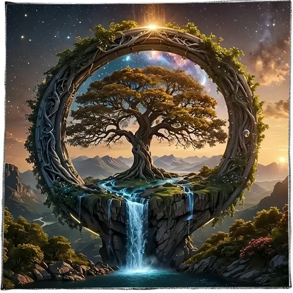 Divinations Tablecloth Tree Waterfall Astrology Tarots Card Tablecloth Altars Cloth Divinations Board Game Accessory