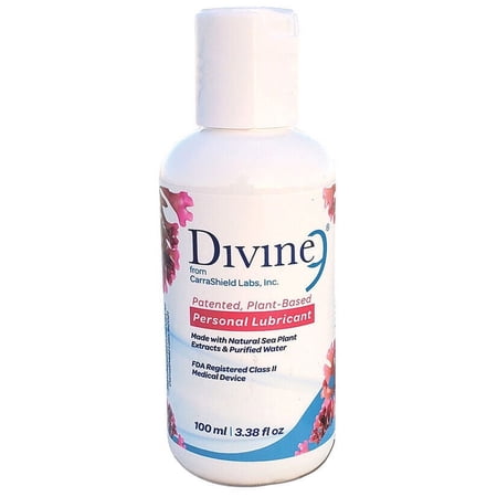 Divine 9 Premium Personal Water-Based Lubricant, Infused with Sea Carrageenan Extracts, 4 oz