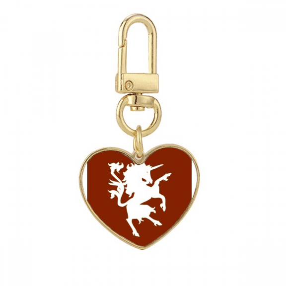 Divine Animals Foreign Ferocious Ability Unicorn Gold Heart Keychain Metal Keyring Holder