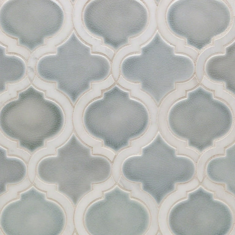 Divine Arabesque Glacier White 10 in. x 12 in. Glazed Ceramic Mosaic Tile (0.80 Sq. Ft. / Sheet)