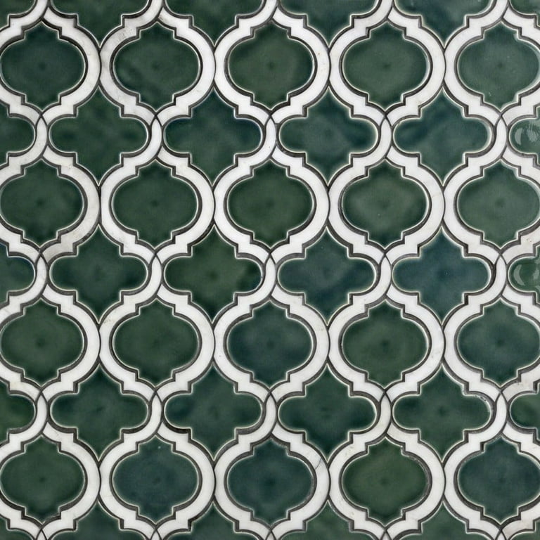 Divine Arabesque Glacier White 10 in. x 12 in. Glazed Ceramic Mosaic Tile (0.80 Sq. Ft. / Sheet) Divine Arabesque Glacier White 10 in. x 12 in. Glazed Ceramic Mosaic Tile (0.80 Sq. Ft. / Sheet)