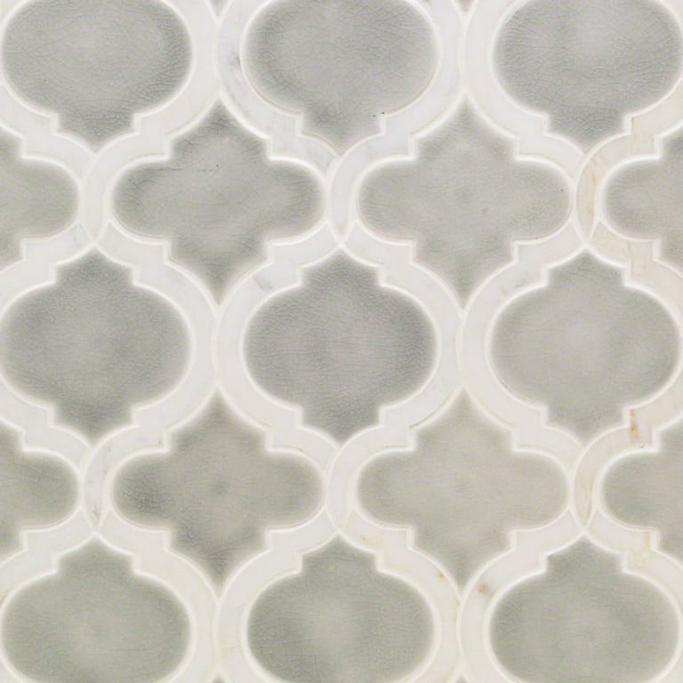 Divine Arabesque Glacier White 10 in. x 12 in. Glazed Ceramic Mosaic Tile (0.80 Sq. Ft. / Sheet) Divine Arabesque Glacier White 10 in. x 12 in. Glazed Ceramic Mosaic Tile (0.80 Sq. Ft. / Sheet)