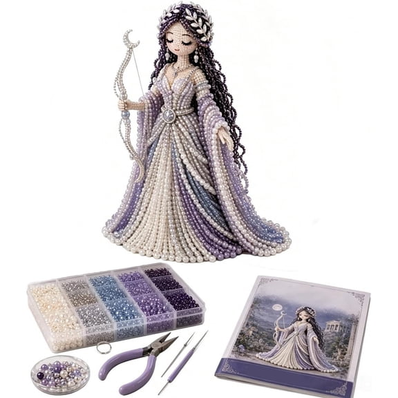 Divine Beaded Goddess Kit 3D Beaded Goddess DIY Kit with Beads and Instructions Mythological Figure Craft Set for Adults Teens Creative Handmade Decor Gift (#03)