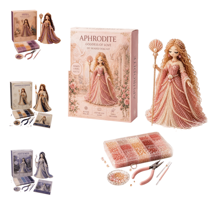 社外 APHRODITE　スタッドレス付き4本セット Divine Beaded Goddess Kit, Multi-Style Greek Goddess Beaded Doll