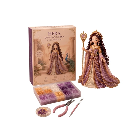 Divine Beaded Goddess Kit, Mythological Goddess 3D Beading Craft Kit with Step-by-Step Guide, Elegant Handmade Figurine for Shelf Display Gift for Women (Hera)