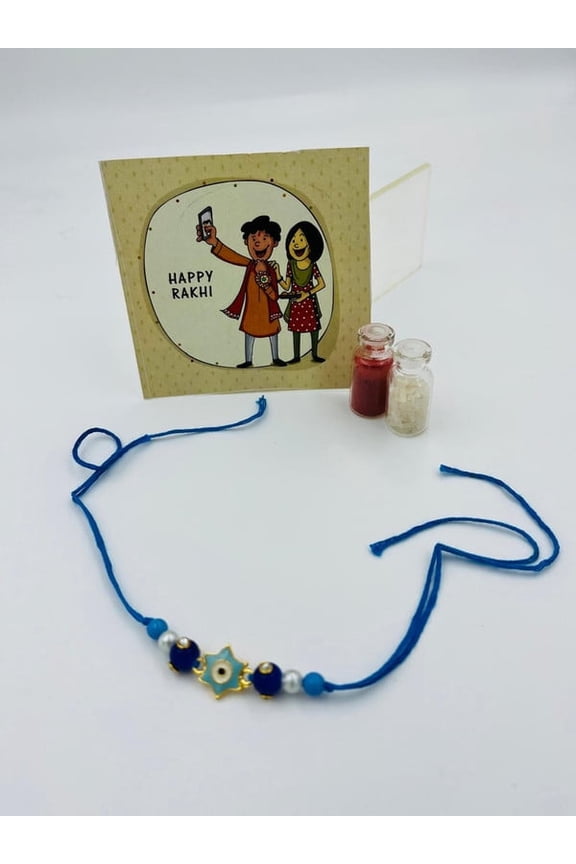 Divine Bond Rakhi  Evil Eye Beaded Rakhi for Raksha Bandhan