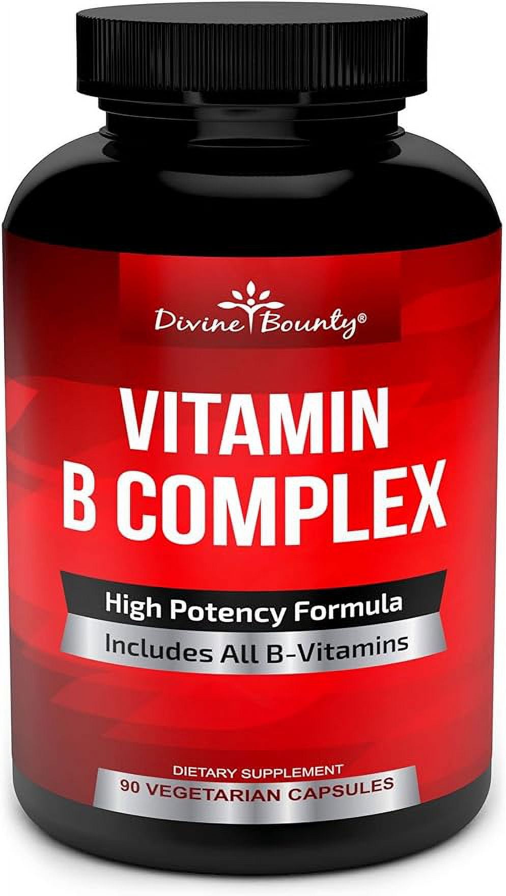 Divine Bounty Super B Complex Vitamins - All B Vitamins Including B12, B1, B2, B3, B5, B6, B7, B9, Folic Acid - Vitamin B Supplement - Support Healthy Energy Metabolism - 90 Vegetarian Capsules