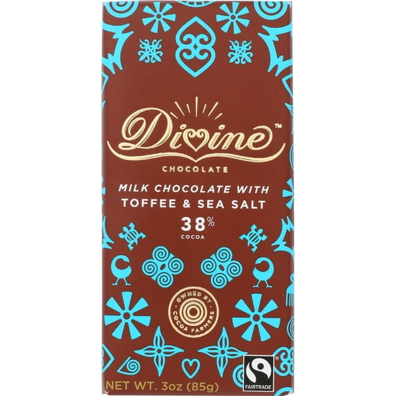 Divine Chocolate Milk Chocolate Bar with Toffee & Sea Salt -- 3 oz