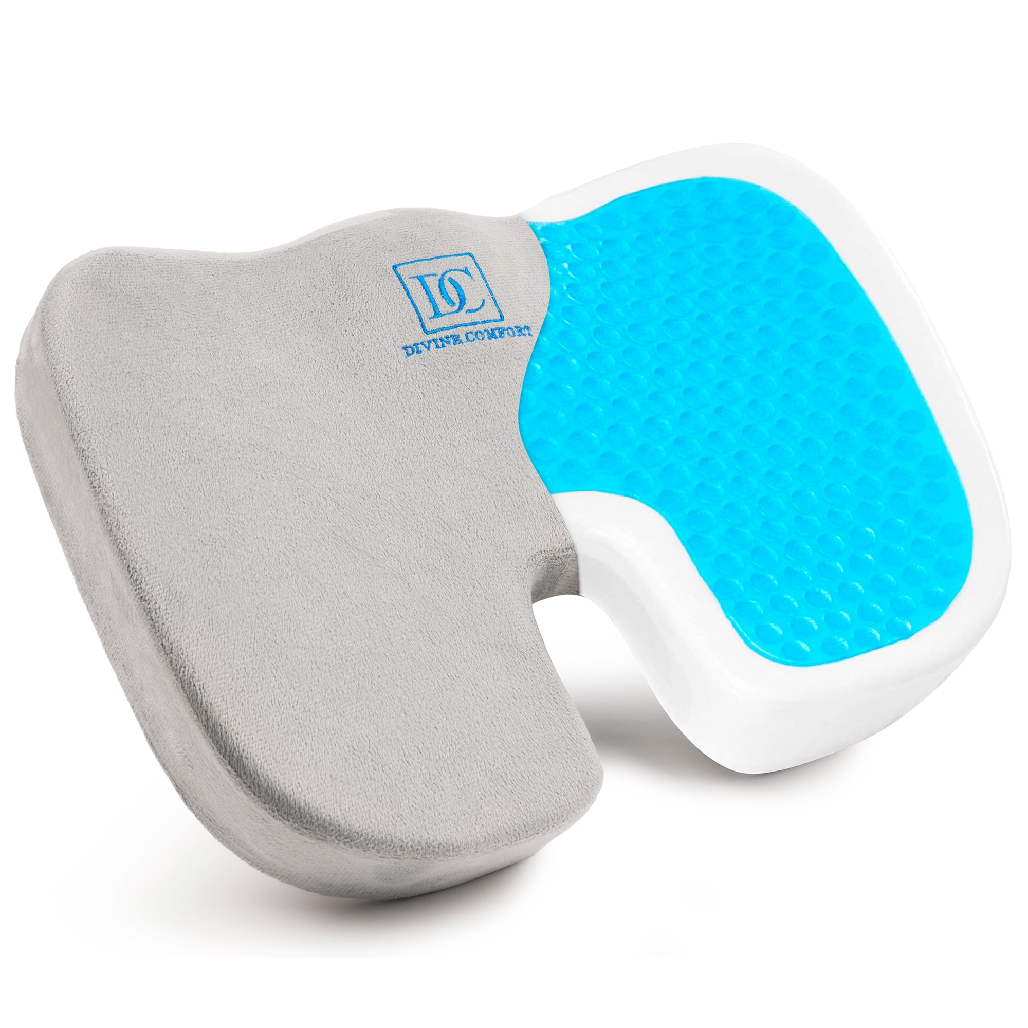 Divine Comfort Gel Enhanced Memory Foam Seat Cushion - Climate Control Gel Coccyx Cushion for Tailbone Pain Relief - Orthopedic Support Office Chair Pad - Firm Support for Desk Chair, Car, Gaming