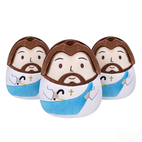 Divine Comfort Jesus Plush Pillow, Soft Religious Stuffed Toy with Cross Embroidery, Inspirational Gift for Children & Adults