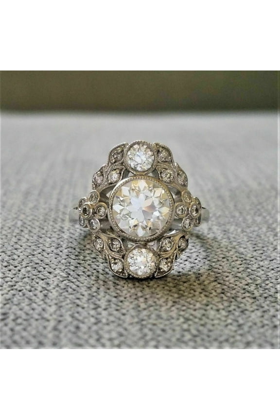 Divine Creation 1.10 Ct Round Cut White Diamond Vintage Engagement Ring 14K White Gold Plated 925 Sterling Silver For Women's -6