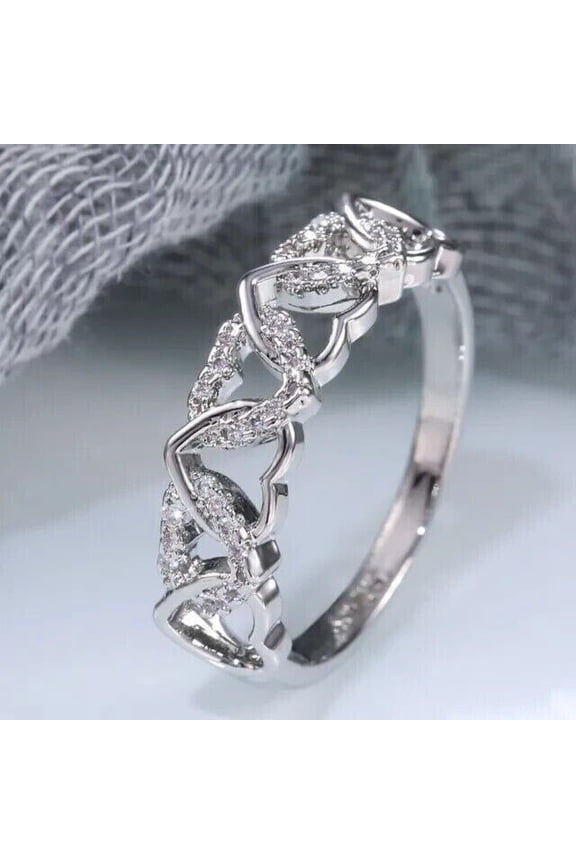 Divine Creation 1.20Ct Round Cut White Diamond Heart Shape Engagement Ring 14K White Gold Plated 925 Sterling Silver For Women's -9.5