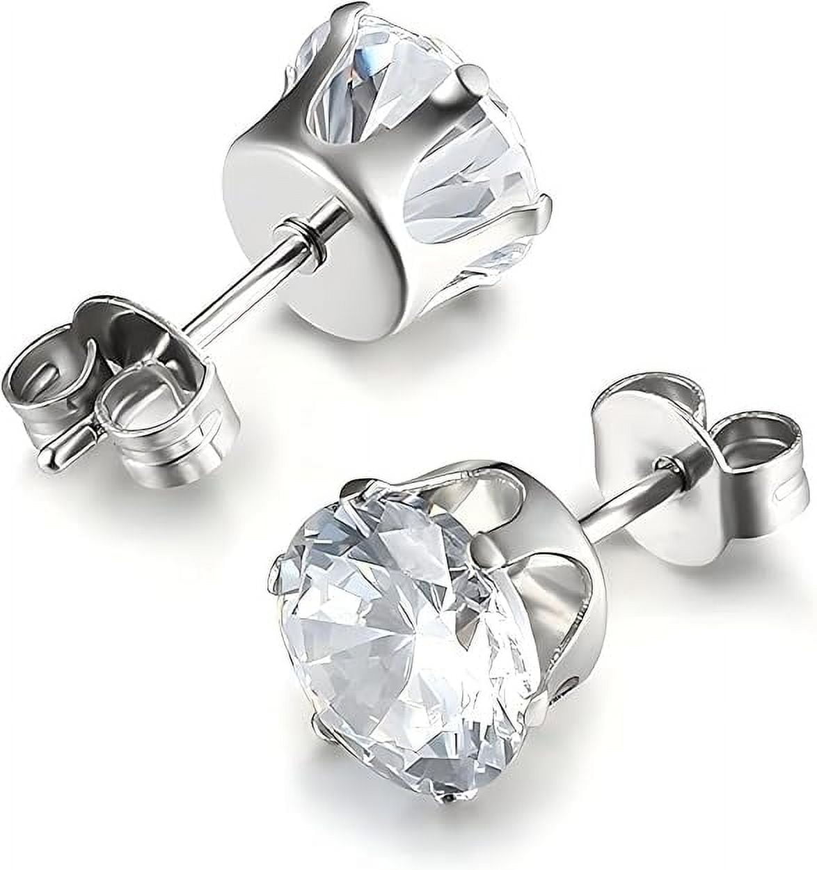 Divine Creation 1.22 Ct Round Cut White Diamond Push Back Stud Earring's 14K White Gold Plated 925 Sterling Silver For Women's