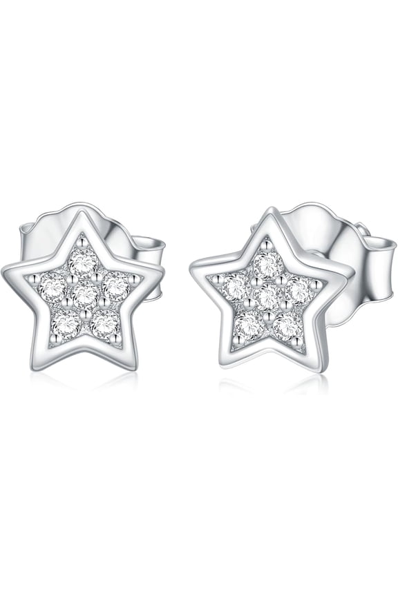 Divine Creation 1.25 Ct Round Cut Diamond Star Push Back Stud Earring's 14K White Gold Plated 925 Sterling Silver For Women's